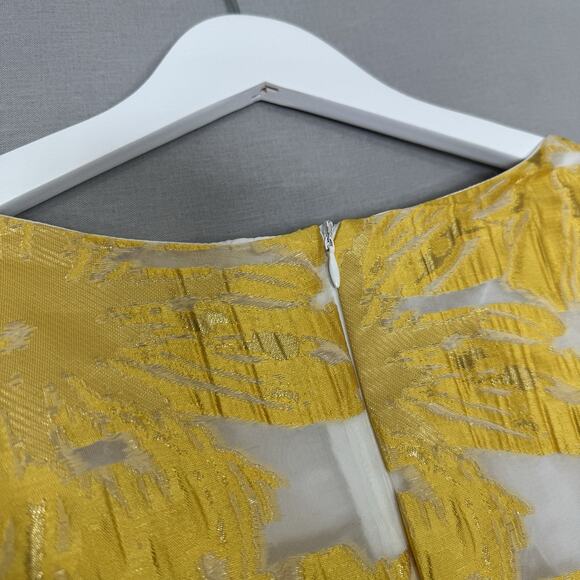 Giovanna Signature Dress Womens 18 Yellow Fringe Floral Jacquard Shift Cocktail - Picture 7 of 15